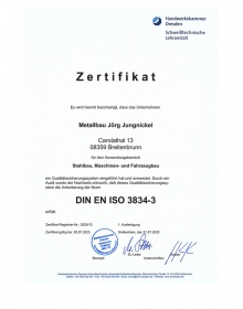 Qualitätssicherung
ZERT ISO 3834